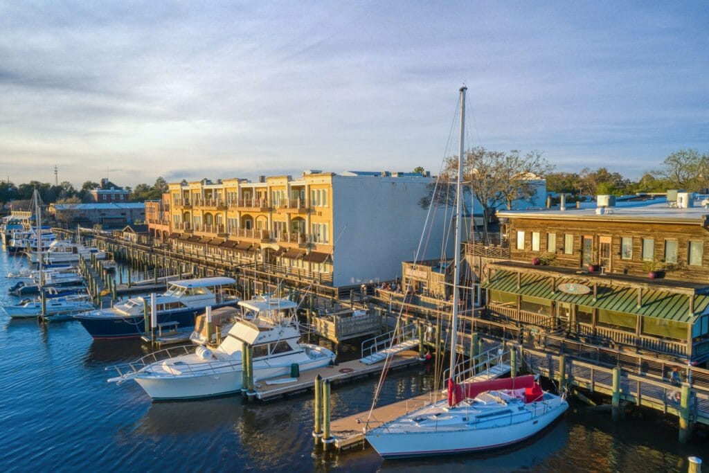 Sailboats docked in downtown Georgetown